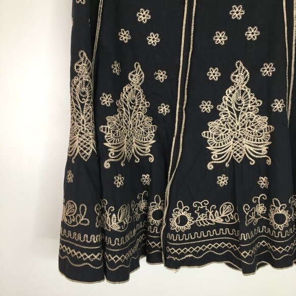 Lucy Paris Black Embroidered Floral Ribbon Skirt L - Picture 2 of 8